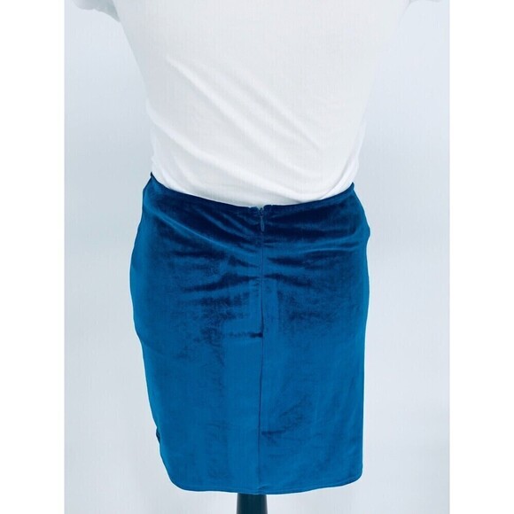 Blue Blush Velvet Women's‎ Knee length Skirt Ruched Size Medium Blue Side Slit - Picture 8 of 12